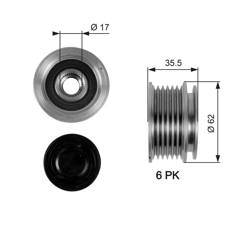 Alternator - sprzęgło jednokierunkowe GATES OAP7044