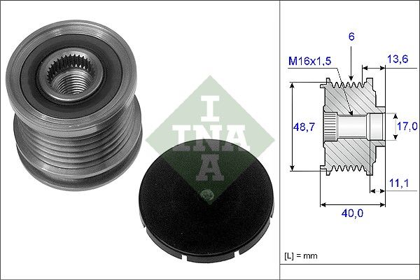 Alternator - sprzęgło jednokierunkowe INA 535008510