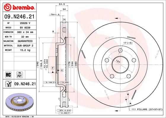 Tarcza hamulcowa BREMBO 09.N246.21