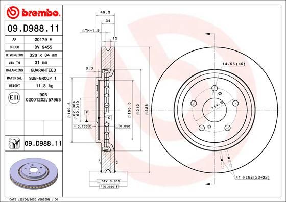 Tarcza hamulcowa BREMBO 09.D988.11