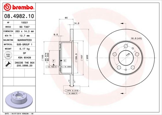 Tarcza hamulcowa BREMBO 08.4982.10