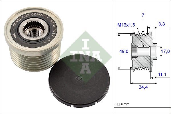Alternator - sprzęgło jednokierunkowe INA 535 0164 10