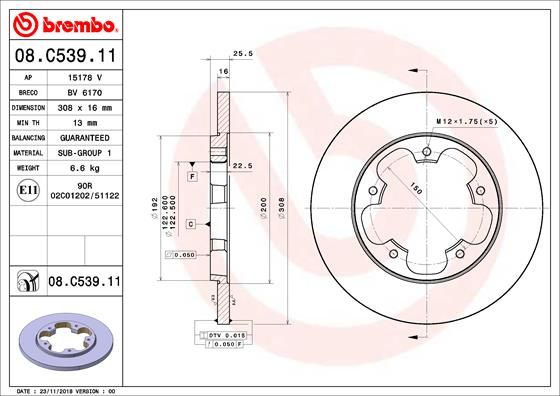 Tarcza hamulcowa BREMBO 08.C539.11