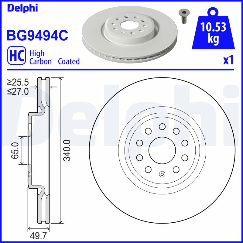 Tarcza hamulcowa DELPHI BG9494C