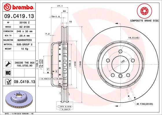 Tarcza hamulcowa BREMBO 09.C419.13