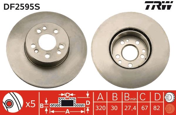 Tarcza hamulcowa TRW DF2595S