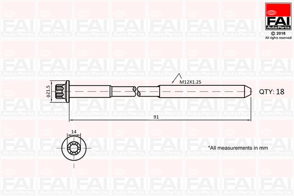 Zestaw śrub głowicy cylindrów FAI AutoParts b2101