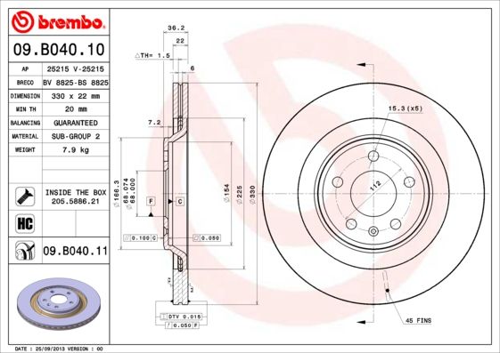 Tarcza hamulcowa BREMBO 09.B040.11