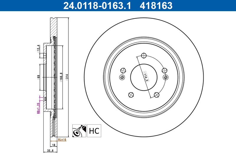 Tarcza hamulcowa Ate 24.0118-0163.1