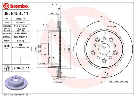 Tarcza hamulcowa BREMBO 09.B453.11