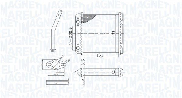 Wymiennik ciepła, ogrzewanie wnętrza MAGNETI MARELLI 350218408000