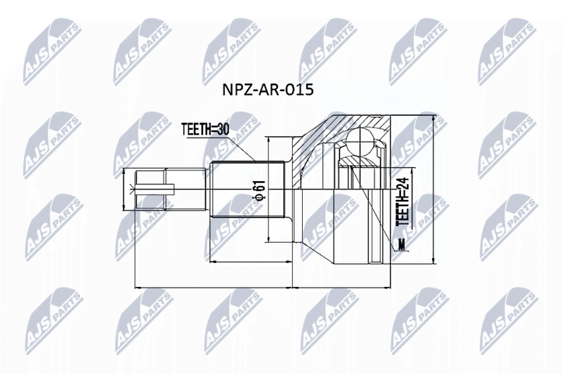 Zestaw przegubu, wał napędowy NTY NPZ-AR-015