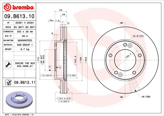 Tarcza hamulcowa BREMBO 09.B613.11