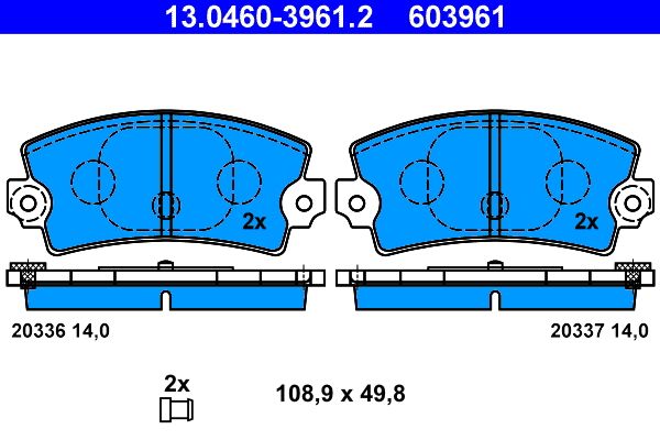 Zestaw klocków hamulcowych, hamulce tarczowe ATE 13.0460-3961.2