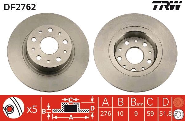 Tarcza hamulcowa TRW DF2762