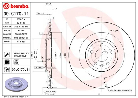 Tarcza hamulcowa BREMBO 09.C170.11
