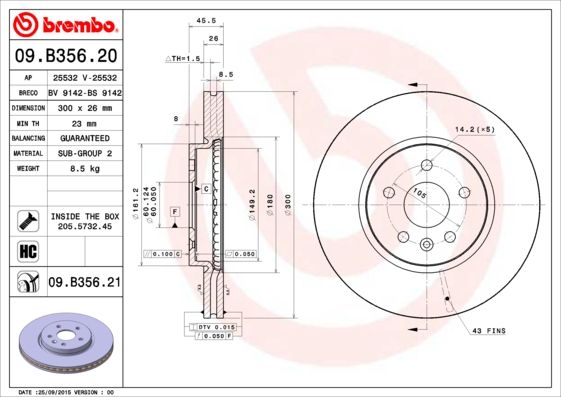 Tarcza hamulcowa BREMBO 09.B356.21