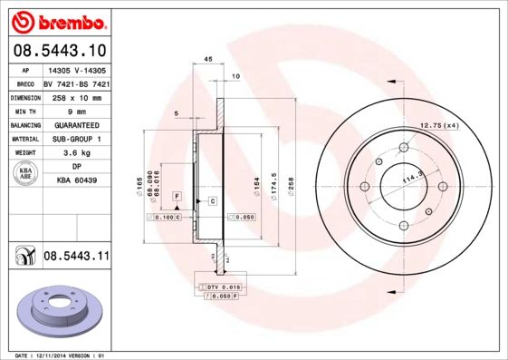 Tarcza hamulcowa BREMBO 08.5443.11
