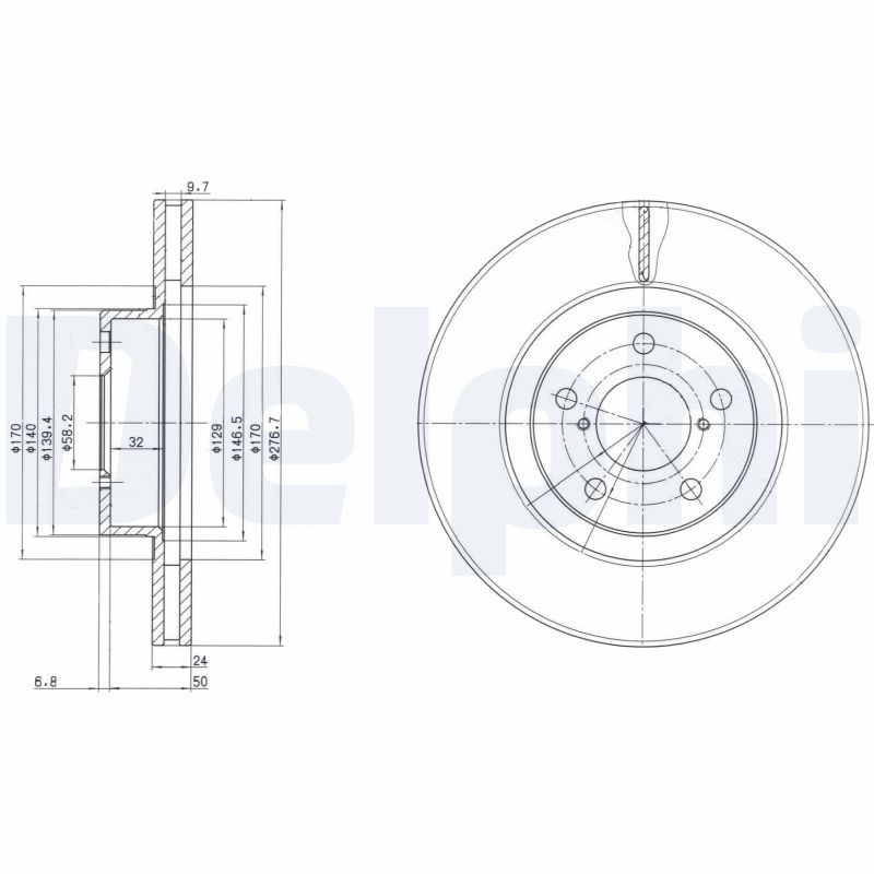Tarcza hamulcowa DELPHI BG2827C