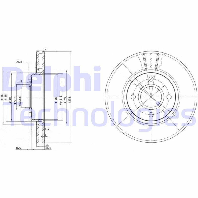Tarcza hamulcowa DELPHI BG3056