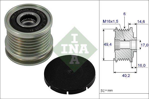 Alternator - sprzęgło jednokierunkowe INA 535 0001 10