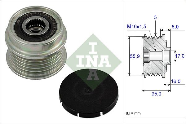 Alternator - sprzęgło jednokierunkowe INA 535 0004 10