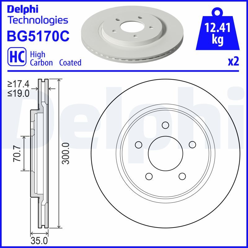 Tarcza hamulcowa DELPHI BG5170C