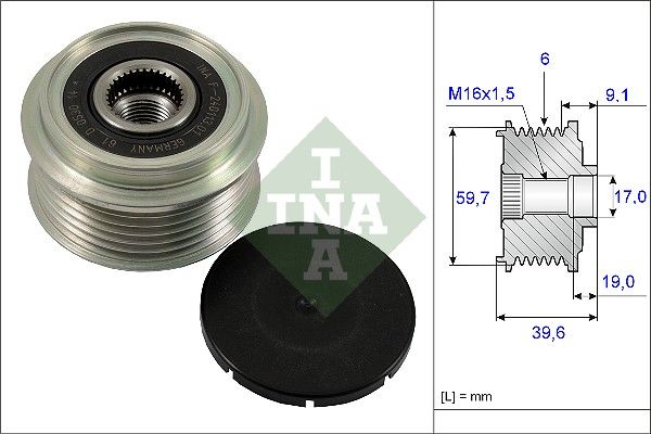 Alternator - sprzęgło jednokierunkowe INA 535006510