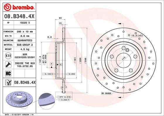 Tarcza hamulcowa BREMBO 08.B348.4X