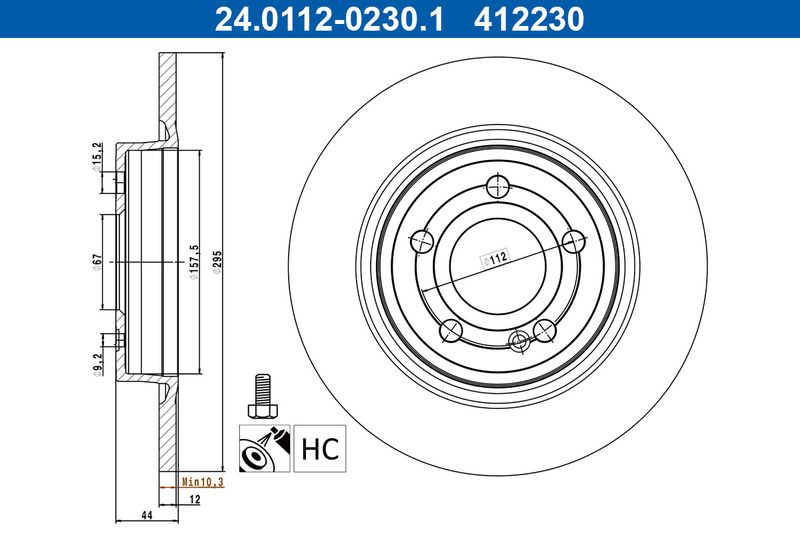 Tarcza hamulcowa Ate 24.0112-0230.1