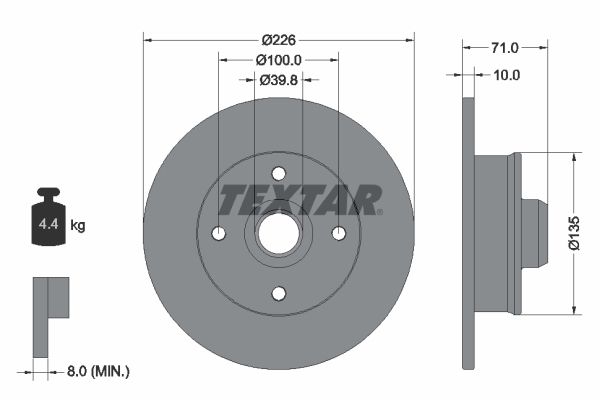 Tarcza hamulcowa TEXTAR 92041803