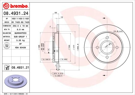 Tarcza hamulcowa BREMBO 08.4931.21