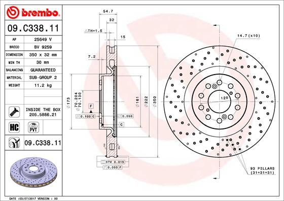 Tarcza hamulcowa BREMBO 09.C338.11