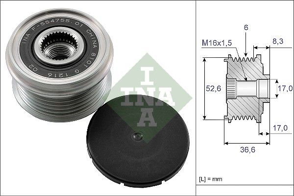 Alternator - sprzęgło jednokierunkowe INA 535013710