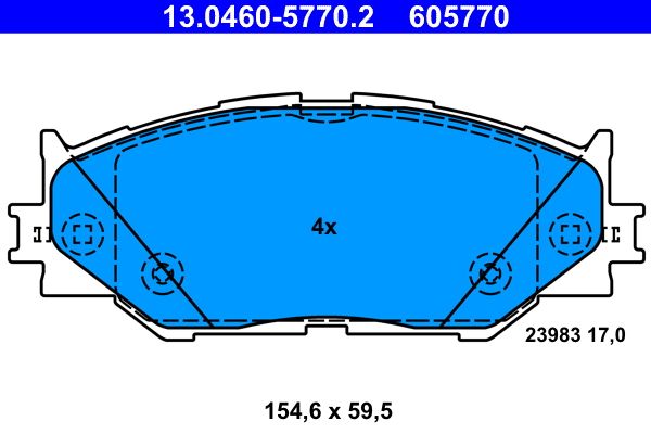 Zestaw klocków hamulcowych, hamulce tarczowe ATE 13.0460-5770.2
