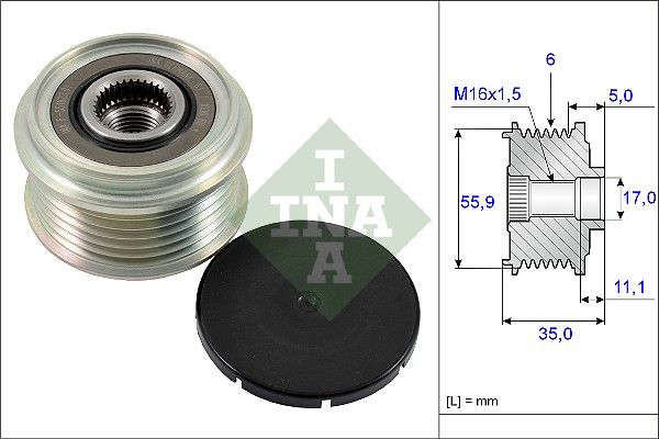 Alternator - sprzęgło jednokierunkowe INA 535022210