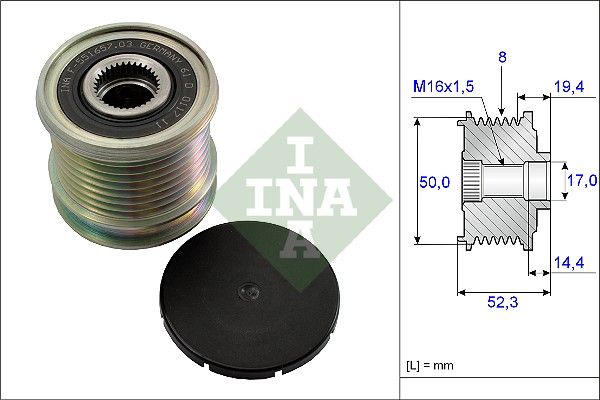 Alternator - sprzęgło jednokierunkowe INA 535011110
