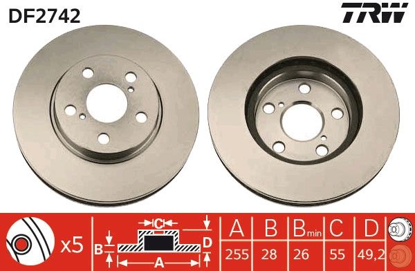 Tarcza hamulcowa TRW DF2742