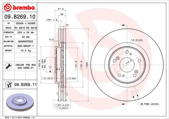 Tarcza hamulcowa BREMBO 09.B269.11