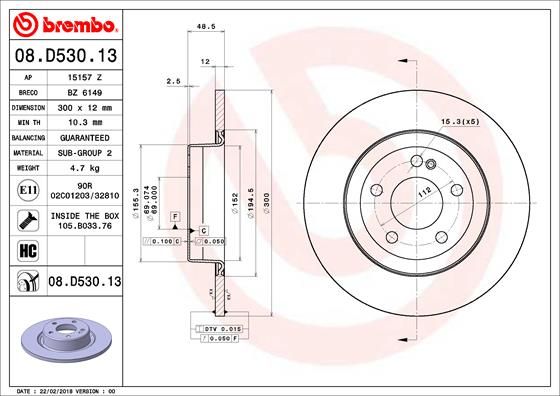 Tarcza hamulcowa BREMBO 08.D530.13