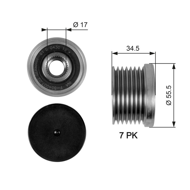 Alternator - sprzęgło jednokierunkowe GATES OAP7084