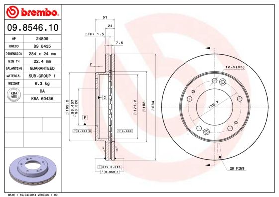 Tarcza hamulcowa BREMBO 09.8546.10