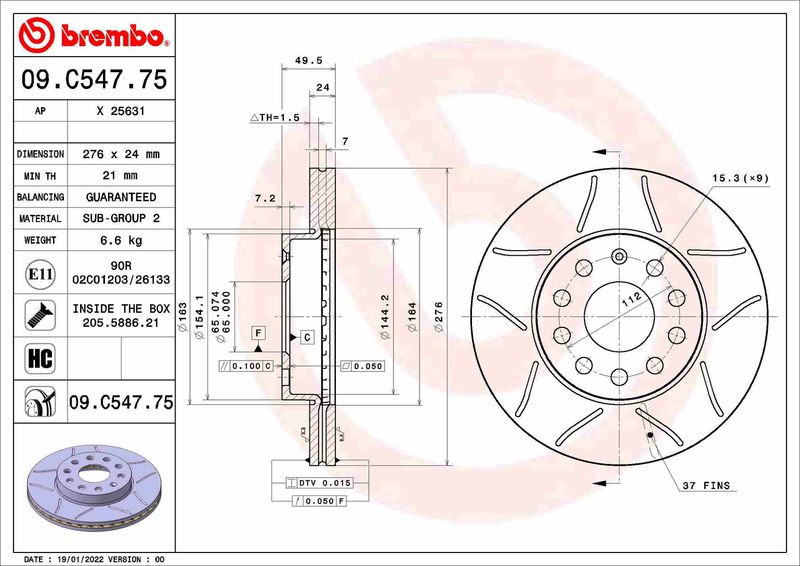 Tarcza hamulcowa BREMBO 09.C547.75