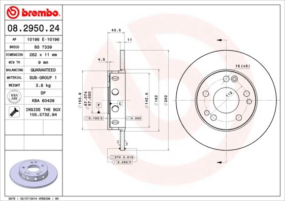 Tarcza hamulcowa BREMBO 08.2950.24