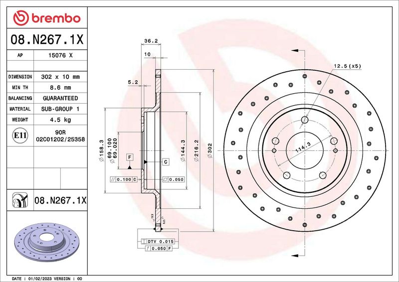Tarcza hamulcowa BREMBO 08.N267.1X