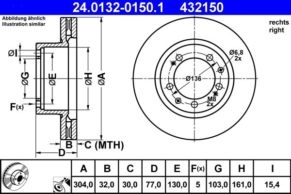 Tarcza hamulcowa ATE 24.0132-0150.1