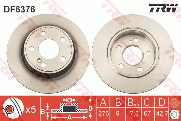 Tarcza hamulcowa TRW DF6376