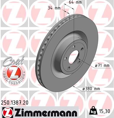 Tarcza hamulcowa ZIMMERMANN 250.1387.20