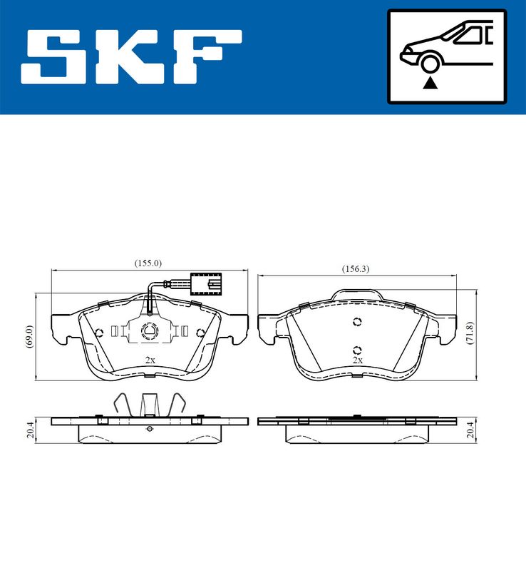 Zestaw klocków hamulcowych, hamulce tarczowe SKF VKBP80432E