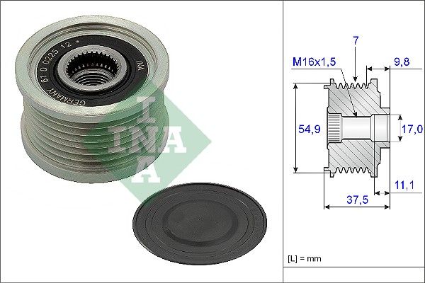 Alternator - sprzęgło jednokierunkowe INA 535023510